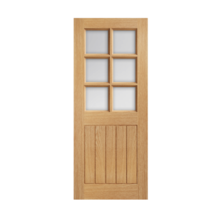 01 Prefinished Oak Ely 6L Glazed Interior Door