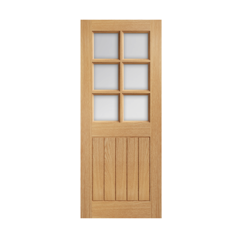 01 Prefinished Oak Ely 6L Glazed Interior Door