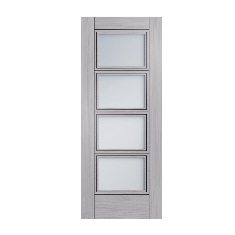 22 Prefinished Light Grey Ash Montreal Glazed Interior Door