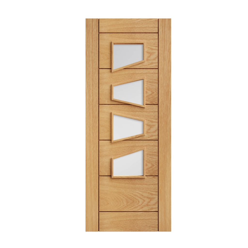 53 Prefinished Oak Seville 4L Slanted Glazed Interior Door