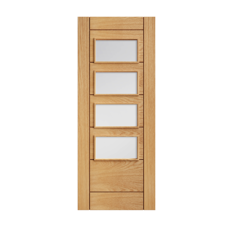 54 Prefinished Oak Seville 4L Square Glazed Interior Door